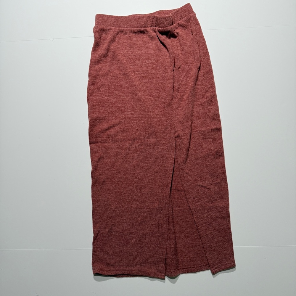Revamped Women’s Midi Skirt with Leg Slit in Rust, Size S